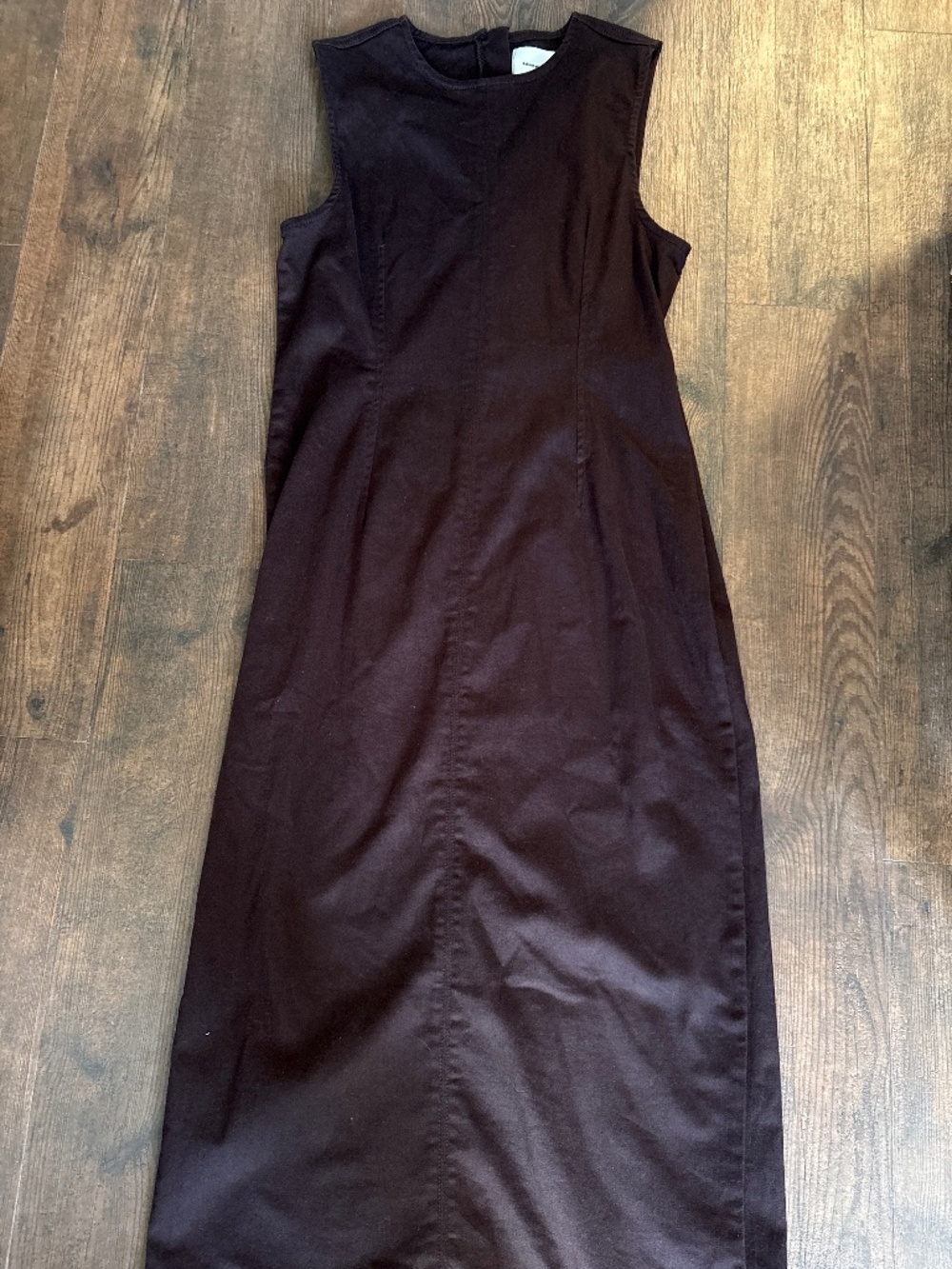 Reformation Kendi Denim Midi Dress in Chocolate Brown